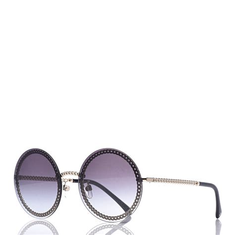 chanel round sunglasses with chain